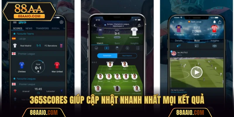 365Scores giúp cập nhật nhanh nhất mọi kết quả